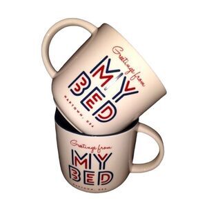 Threshold Set of 2 White Red & Blue Stoneware‎ Coffee Mugs